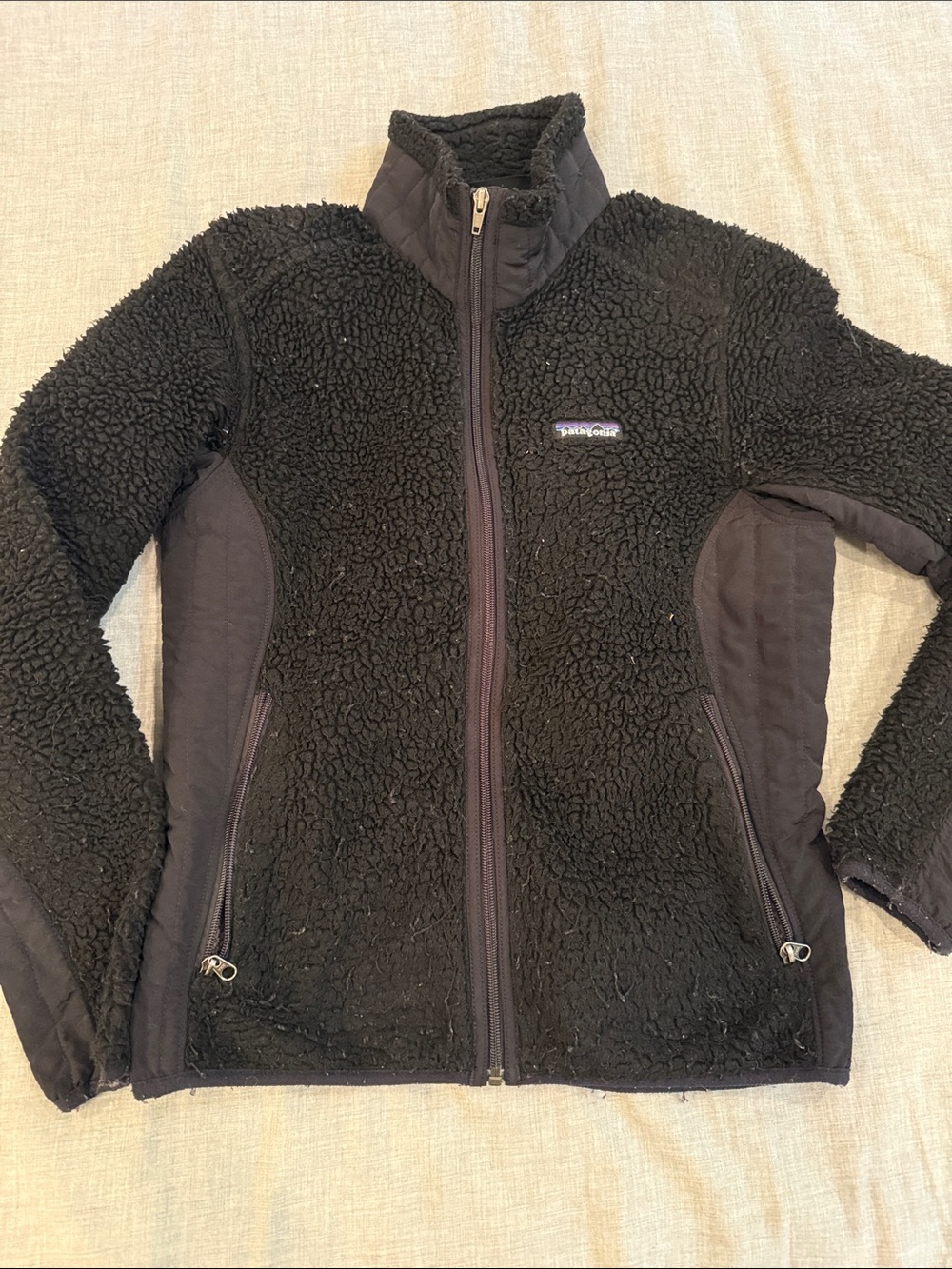 Patagonia Kids Black Sherpa Puffer Fleece Jacket